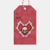 骨縁ど白赤いハートスカル ギフトタグ (裏面)