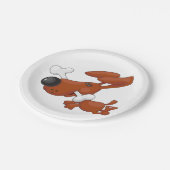 骨茶色の動物の紙プレートを持つ犬 ペーパープレート (アングル)