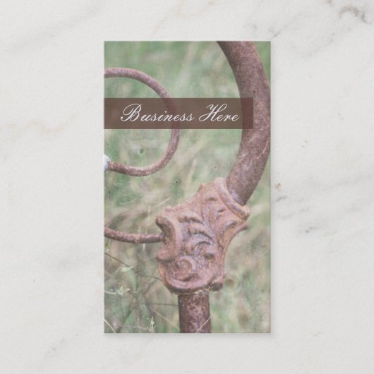 骨董品ディーラー ヴィンテージ サビれたベッドフレーム 屋外 名刺 (正面)