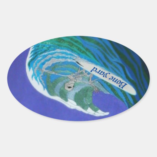 骨造船所サーファー 楕円形シール (正面)