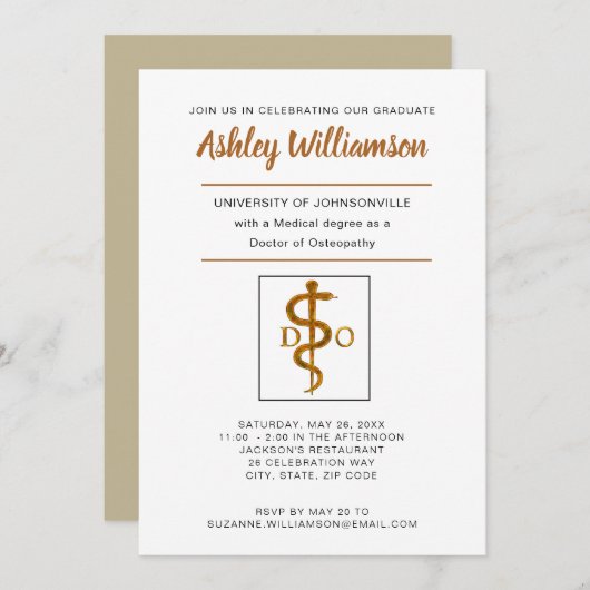 骨障害医の卒業発表 案内状 (正面/裏面)