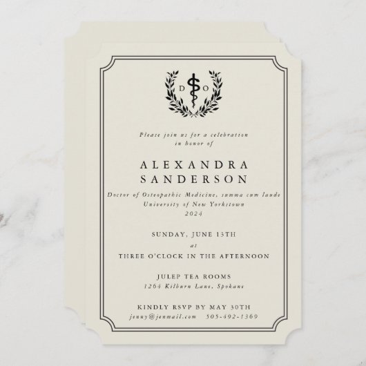 骨障害医学クリームドクター卒業 招待状 (正面/裏面)