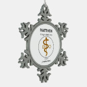 骨障害医師の卒業祝辞 スノーフレークピューターオーナメント (左)