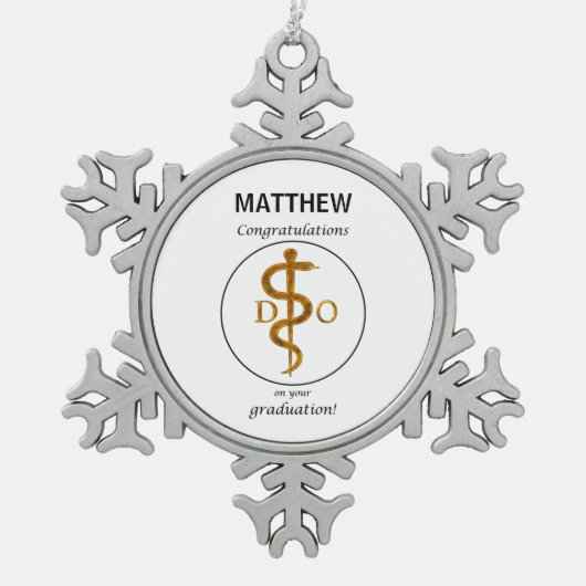 骨障害医師の卒業祝辞 スノーフレークピューターオーナメント (正面)