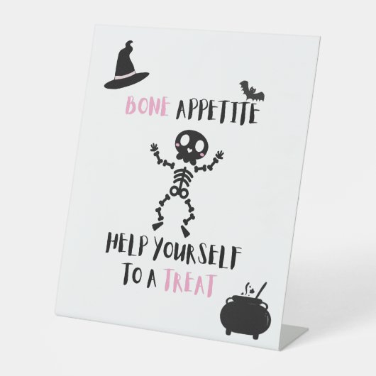 骨食欲ハロウィーンスケルトンポーチドアキャンディー 台座サイン (正面)