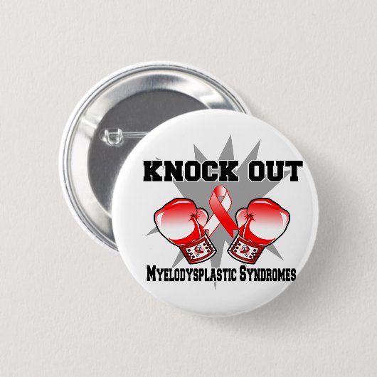 骨髄異形成症候群をノックアウトする 缶バッジ (正面&裏面)