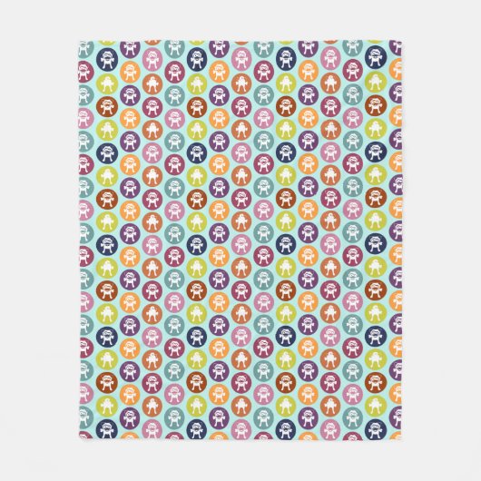 骨!明るい色の円プリント(中) フリースブランケット (正面)