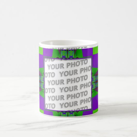 (骨)突起フラクタル3 +あなたの写真 コーヒーマグカップ (中央)