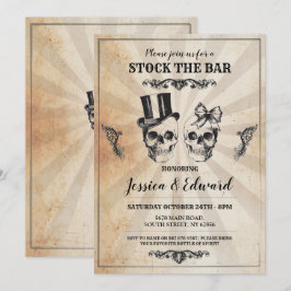 骷髅がバーにやってくる ハロウィン ヴィンテージ インビテーション