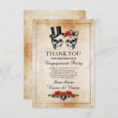 骷髅万聖節感謝祭ウェディング ラスティックカード サンキューカード (正面/裏面)