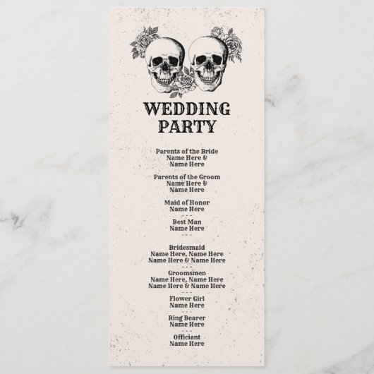 骷髅万聖節歓迎メニュー結婚式挙式 プログラム (裏面)