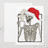 骷髅人喝酒戴圣诞帽 シーズンカード (正面/裏面)