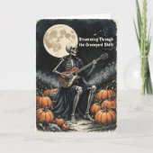 骷髅吉他手在满月和南瓜下的场景 カード (正面)