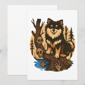 骷髅恐怖森林犬 - ホラーアート 招待状 (正面/裏面)