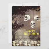 骷髅頭のハロウィンパーティー 不気味な夜 招待状 (裏面)