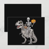 骷髅騎乗のミイラ恐竜T rex ハロウィン ポストカード (正面/裏面)