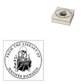 骸骨が本を読む本、図書館ラベル ラバースタンプ (押印)