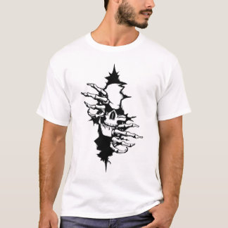 骸骨が裂け飛ぶ Tシャツ