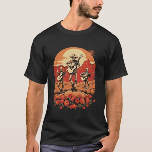 骸骨のカバジェロス メキシコ マリアッチ バンド Tシャツ (正面)