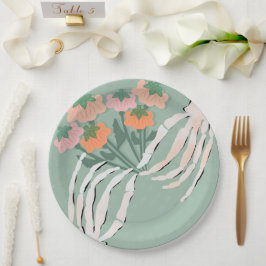 骸骨のカボチャの花束 ハロウィン ブライダルシャワー ペーパープレート