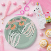 骸骨のカボチャの花束 ハロウィン ブライダルシャワー ペーパープレート (パーティー)