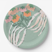 骸骨のカボチャの花束 ハロウィン ブライダルシャワー ペーパープレート (正面)