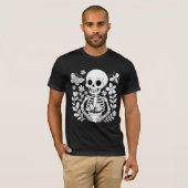 骸骨の庭師 アート ファンタジー フラワーポット Tシャツ (正面フル)