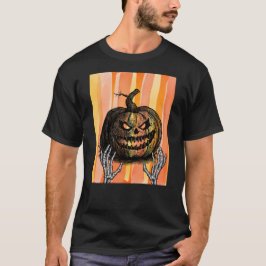 骸骨の手が不気味なジャック・オ・ランタンに伸びる Tシャツ