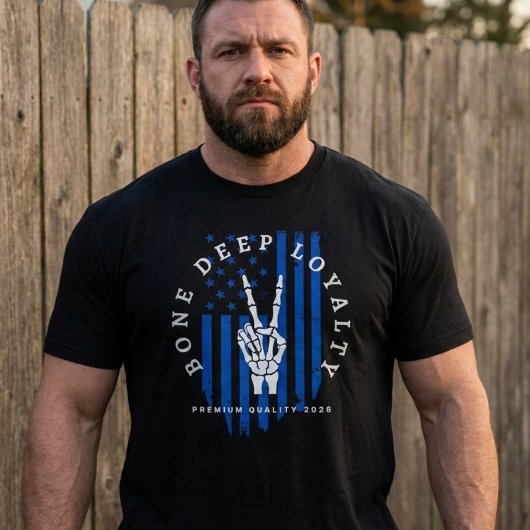 骸骨の手 アメリカ国旗Tシャツ ボーン・ディープ・ロイヤルティ Tシャツ