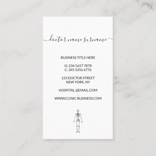 骸骨の整形外科医 名刺 (裏面)