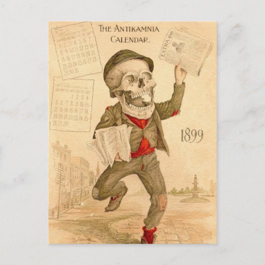 骸骨の新聞配達少年 ポストカード (正面)