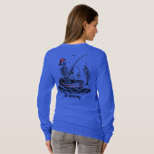 骸骨の漁師と魚の骨 Tシャツ (裏面フル)