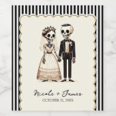 骸骨の花嫁と花婿のウィッカルな結婚式 ワインラベル (シングルラベル)