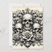 骸骨の花嫁と花婿 ベージュタンのウェディング 招待状 (裏面)