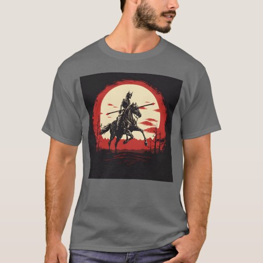 骸骨の馬 人間の骨格 馬に乗る 剣 b tシャツ (正面)