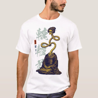 骸骨ろくろ首 ロングネック 日本ストリートウェア Tシャツ