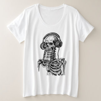 骸骨サウンド プラスサイズTシャツ