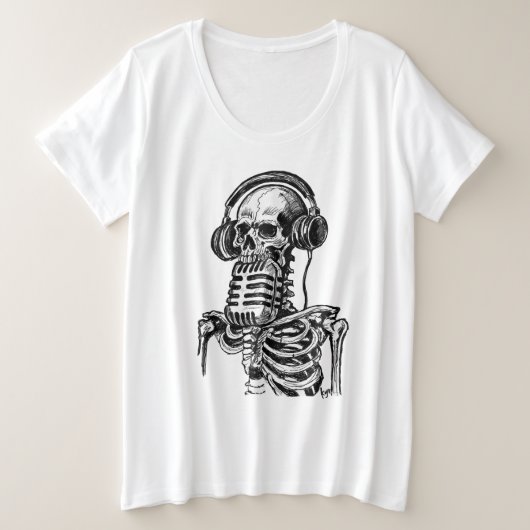 骸骨サウンド プラスサイズTシャツ (デザイン正面)