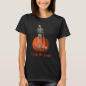 骸骨ハロウィーンのカボチャのちょうちんハロウィンTシャツ Tシャツ (正面)
