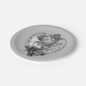 骸骨ラブカップル結婚ダンスウェディング ペーパープレート (アングル)