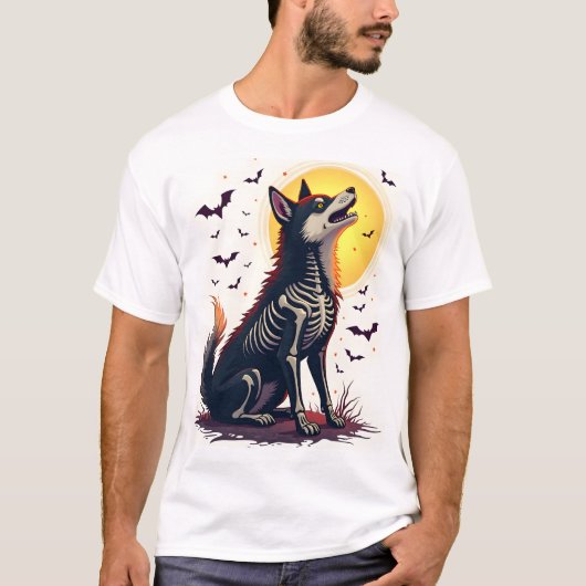 骸骨柴犬の叫び Tシャツ (正面)
