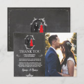 骸骨 スカル ハロウィン サンクス ウェディング フォト サンキューカード (正面/裏面)