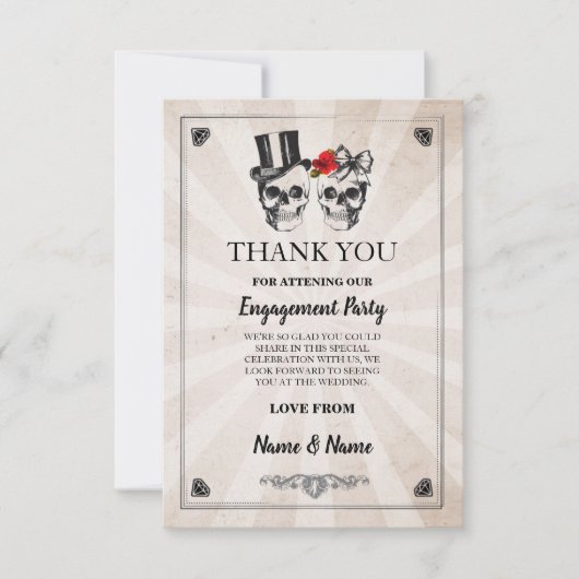 骸骨 ハロウィン サンクス ウェディング ラスティック カード (正面)