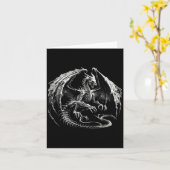 骸骨 伝説のドラゴン 炎を吐く ファンタジー ハロウィン カード (黄色い花)