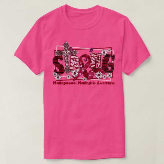 髄膜炎菌性髄膜炎認識度クロスリボンSt Tシャツ (デザイン正面)