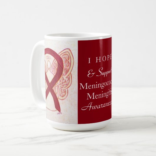 髄膜炎菌性髄膜炎認識度リボンマグカップ コーヒーマグカップ (正面左)