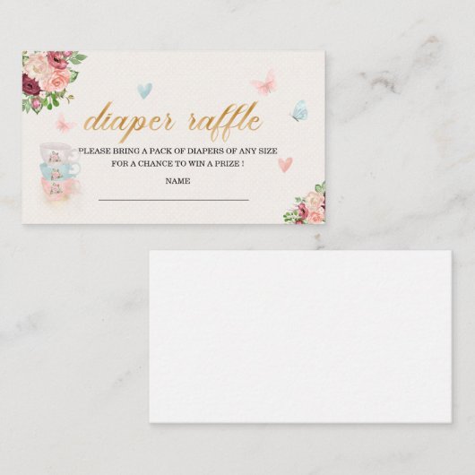 高いお茶の赤ちゃんシャワーおむつラッフルエンクロージャ エンクロージャーカード (正面/裏面)