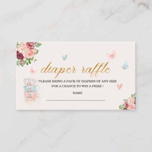 高いお茶の赤ちゃんシャワーおむつラッフルエンクロージャ エンクロージャーカード (正面)
