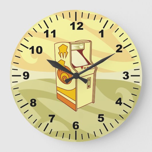 高いアーケードゲームコンソール ラージ壁時計 (正面)