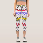 高いウェイストキャプリス、クラシックのジグザグ模様 カプリレギンス (正面)